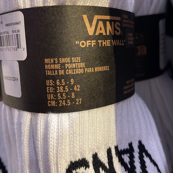 Vans Socks 3 pairs set CREW VANS.
"OFF THE WALL" White/White
NWT - Picture 12 of 16